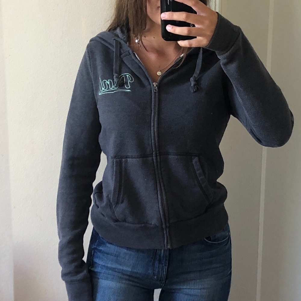 PINK Grey Zip Up Hoodie